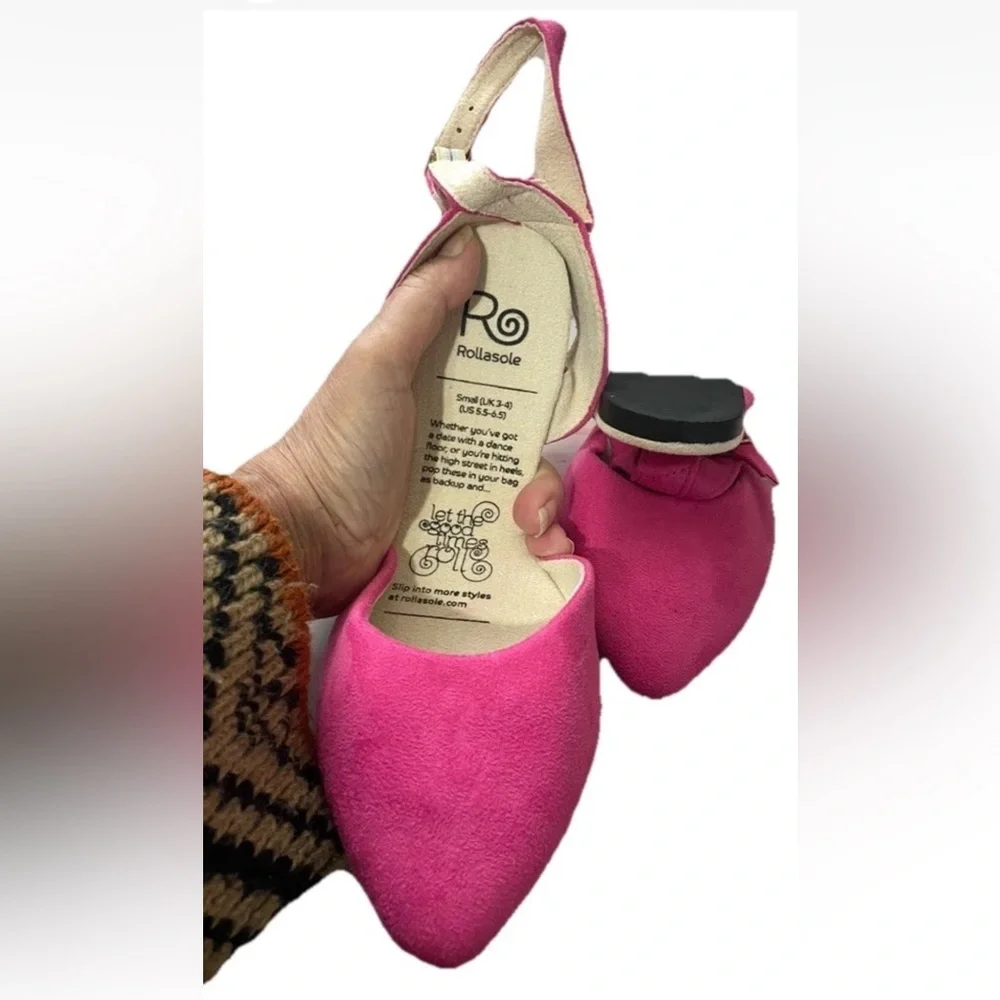 ROLLO'S Vibrant Pink Ankle Flats Shoes - Take along fold up shoes